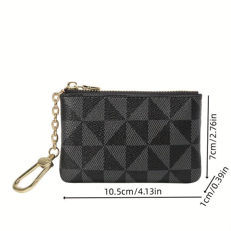 Plaid Print Mini Coin Purse Clutch Bag with Zipper