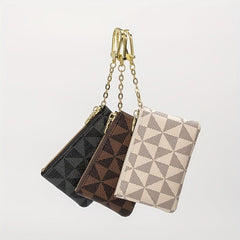 Plaid Print Mini Coin Purse Clutch Bag with Zipper
