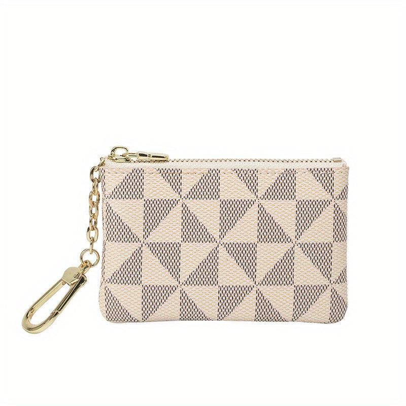 Plaid Print Mini Coin Purse Clutch Bag with Zipper