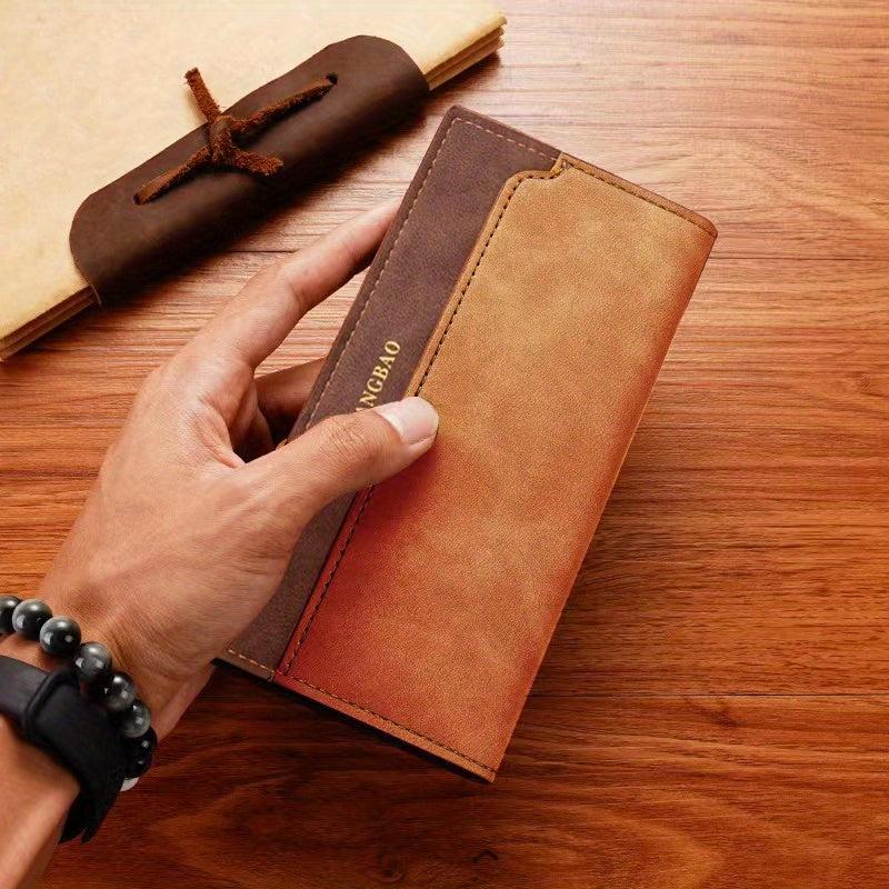 Men's Vintage Leather Long Wallet 14 Card Slots Cash Purse Clutch Bag