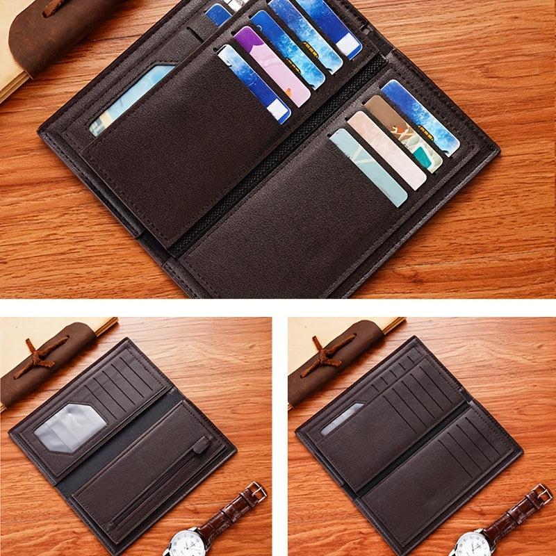 Men's Vintage Leather Long Wallet 14 Card Slots Cash Purse Clutch Bag