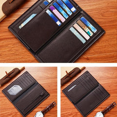 Men's Vintage Leather Long Wallet 14 Card Slots Cash Purse Clutch Bag