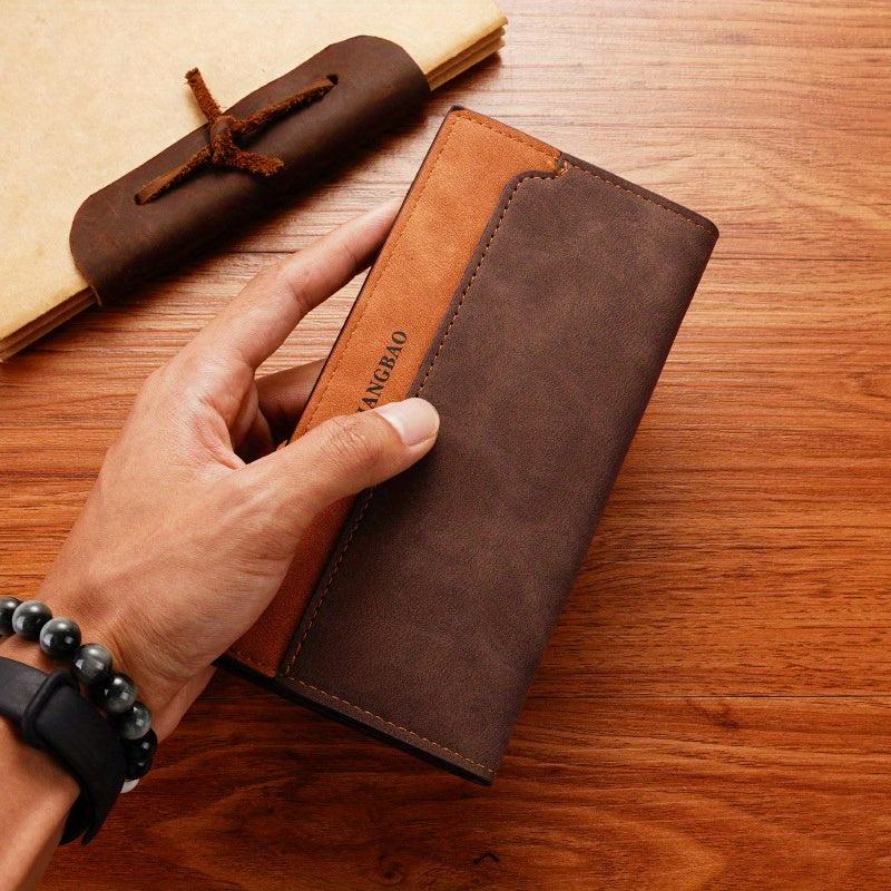 Men's Vintage Leather Long Wallet 14 Card Slots Cash Purse Clutch Bag