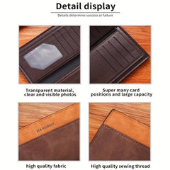 Men's Vintage Leather Long Wallet 14 Card Slots Cash Purse Clutch Bag