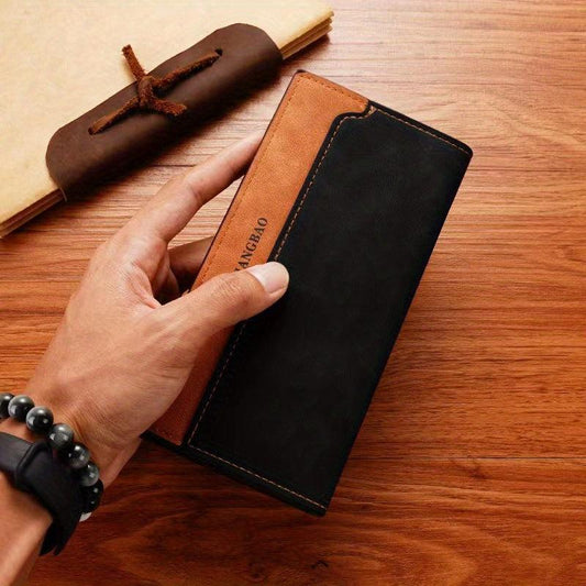 Men's Vintage Leather Long Wallet 14 Card Slots Cash Purse Clutch Bag