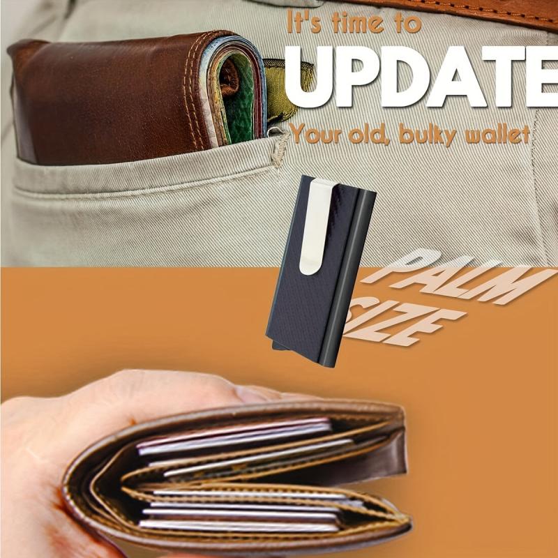 RFID Blocking Men's Metal Wallet with Pop Up Button