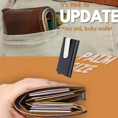 RFID Blocking Men's Metal Wallet with Pop Up Button