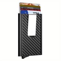 RFID Blocking Men's Metal Wallet with Pop Up Button