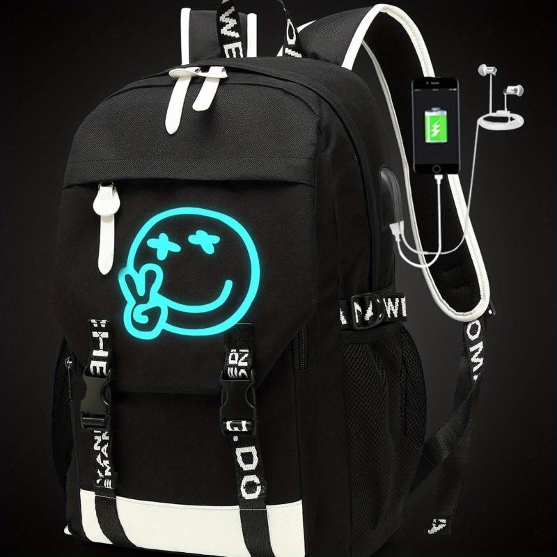 Men's Anime Luminous Backpack with USB Charging Port