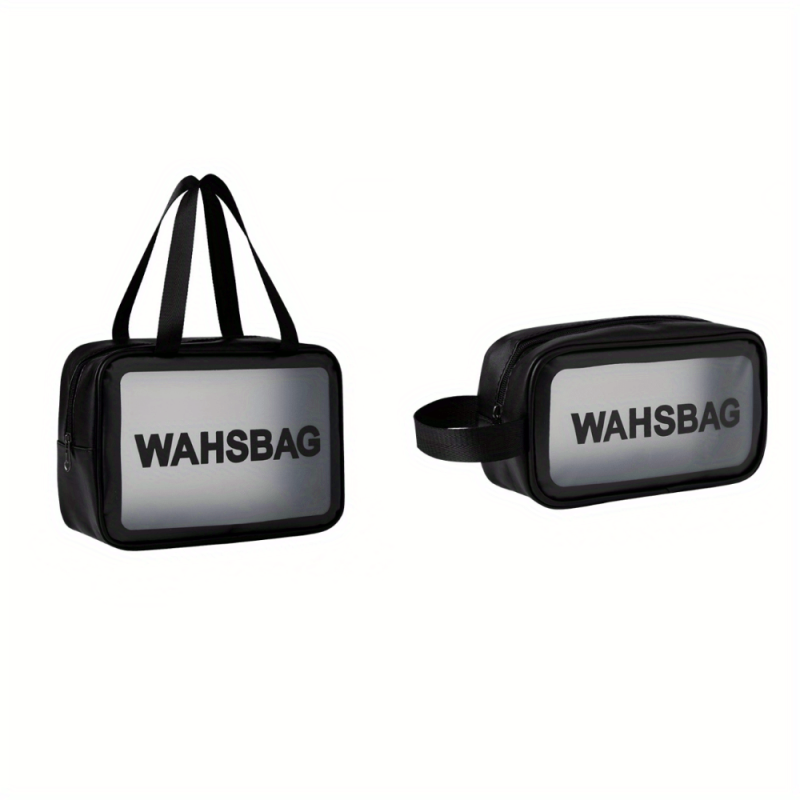 2pcs Transparent Toiletry Bag Waterproof Cosmetic Travel Storage Set