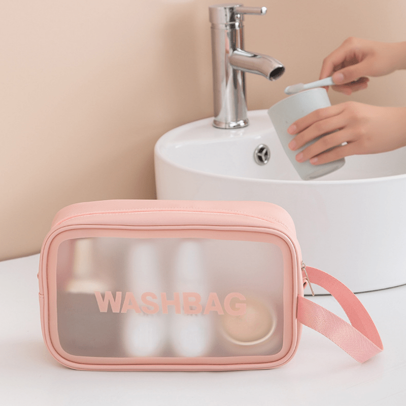 2pcs Transparent Toiletry Bag Waterproof Cosmetic Travel Storage Set