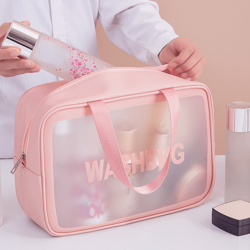 2pcs Transparent Toiletry Bag Waterproof Cosmetic Travel Storage Set