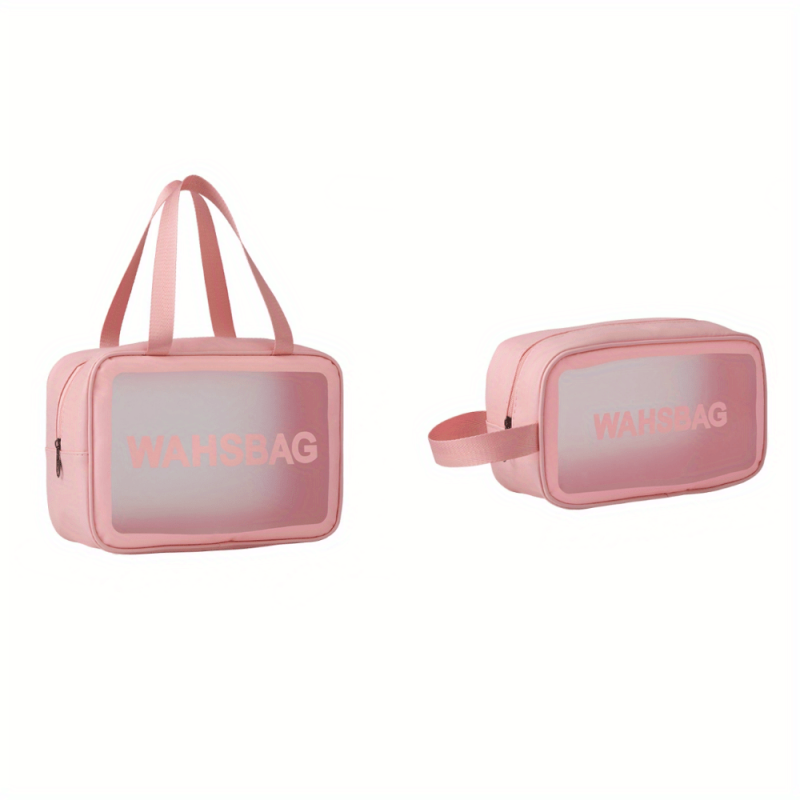 2pcs Transparent Toiletry Bag Waterproof Cosmetic Travel Storage Set