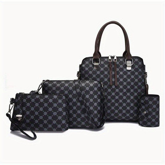 4pcs Printed Handbag Shoulder Bag Messenger Bag And Small Purse Wall