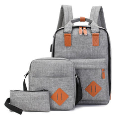 3pcs Backpack Crossbody Bag And Pen Bag Set Large Capacity Travel Bag