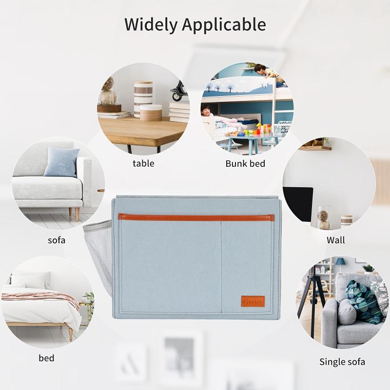 Bedside Caddy Hanging Organizer Sofa Armchair Pocket 3 Felt Pockets