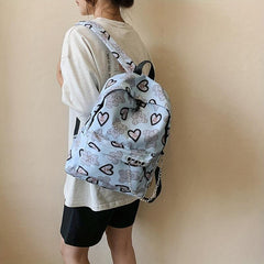 Bear Pattern Schoolbag Women's Students Backpack Lightweight Durable Bag