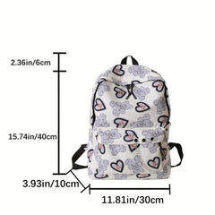 Bear Pattern Schoolbag Women's Students Backpack Lightweight Durable Bag