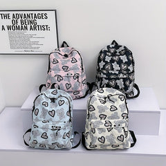 Bear Pattern Schoolbag Women's Students Backpack Lightweight Durable Bag