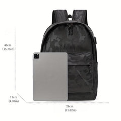 Men's Laptop Backpack USB Charging Port Travel Bag