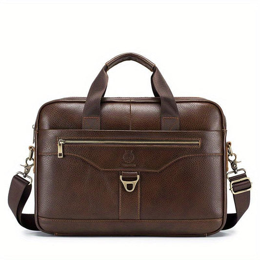 Men's Leather Briefcase Large Capacity Business Handbag