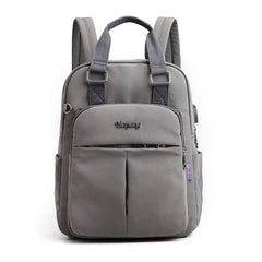 Canvas Couple Backpack USB Port Laptop Bag Outdoor Travel
