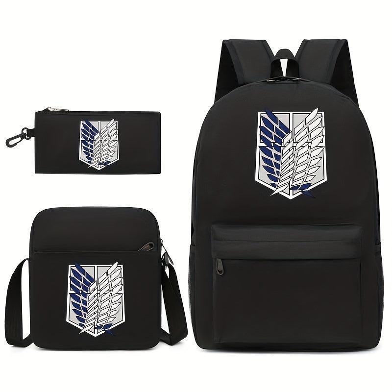 3pcs Fashionable Print Backpack Crossbody Bag Set