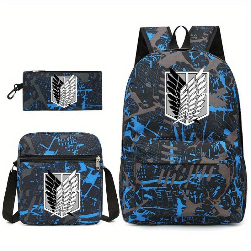 3pcs Fashionable Print Backpack Crossbody Bag Set