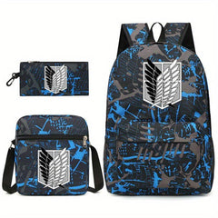 3pcs Fashionable Print Backpack Crossbody Bag Set