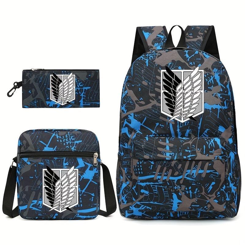 3pcs Fashionable Print Backpack Crossbody Bag Set