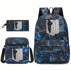 3pcs Fashionable Print Backpack Crossbody Bag Set