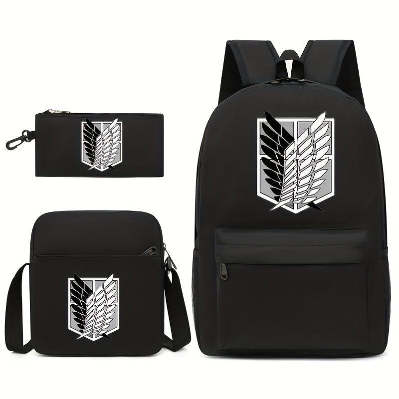 3pcs Fashionable Print Backpack Crossbody Bag Set