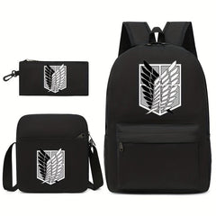 3pcs Fashionable Print Backpack Crossbody Bag Set