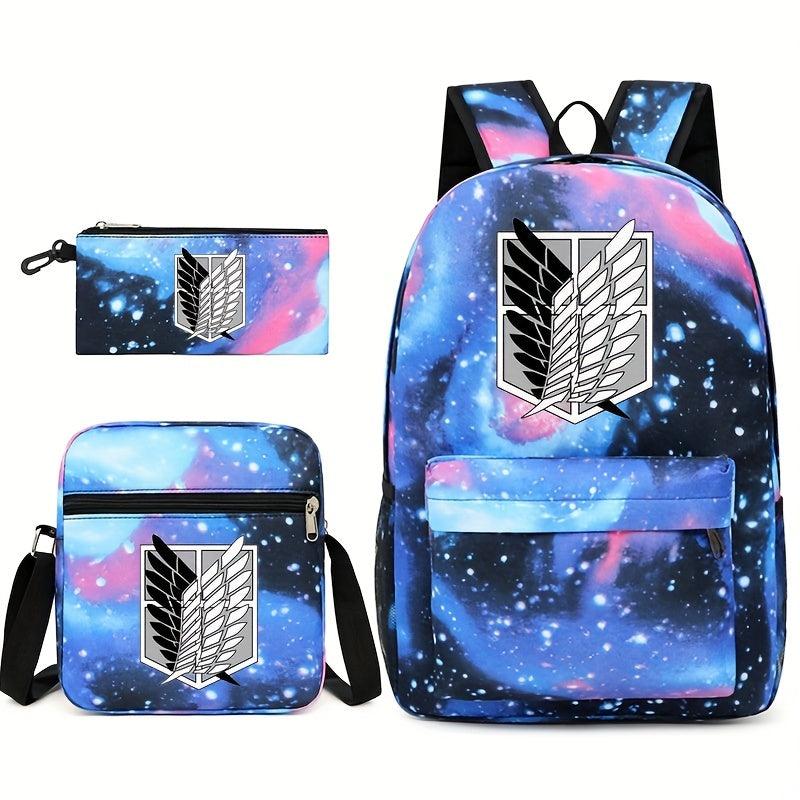 3pcs Fashionable Print Backpack Crossbody Bag Set