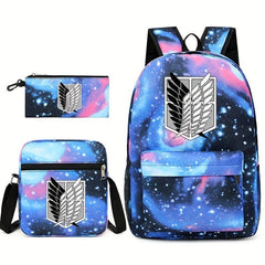 3pcs Fashionable Print Backpack Crossbody Bag Set
