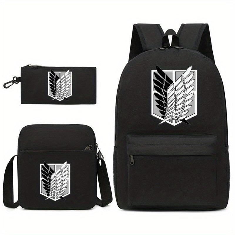 3pcs Fashionable Print Backpack Crossbody Bag Set