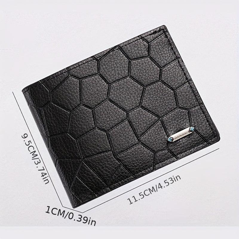 Men's Stone Pattern Short Wallet Thin PU Leather Large Capacity Card Holder