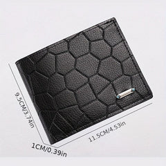 Men's Stone Pattern Short Wallet Thin PU Leather Large Capacity Card Holder