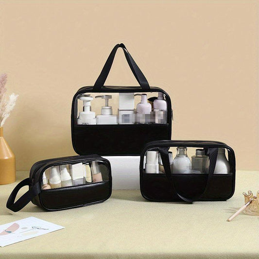 3pcs Set Portable Transparent Cosmetics Bag Waterproof Toiletry Bag