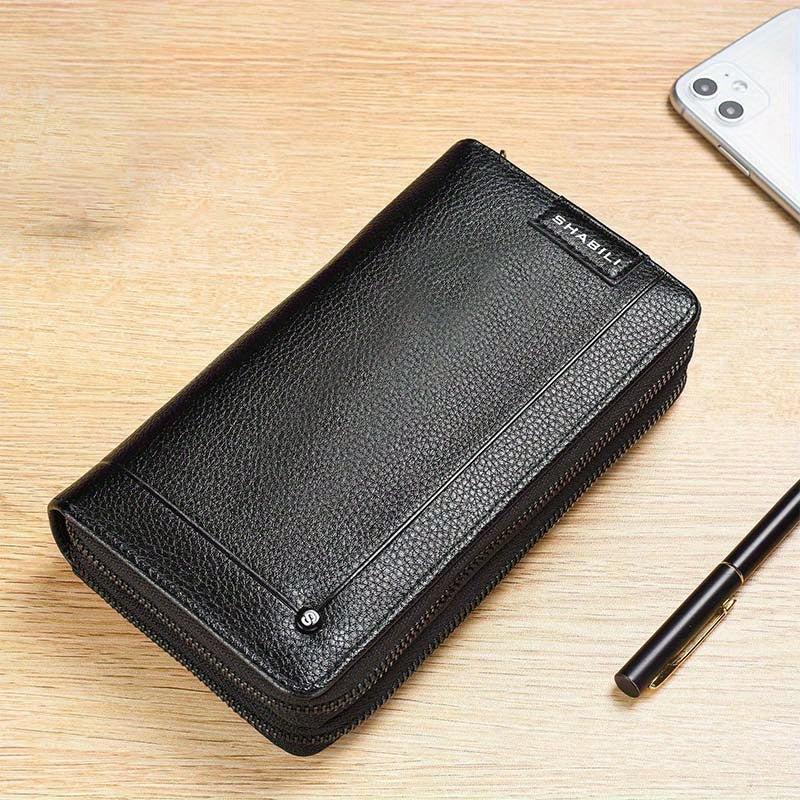 Men's Business Litchi Pattern Clutch Bag Zipper Wallet Handbag