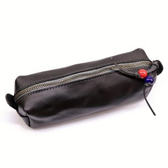 Vintage Cowhide Coin Purse Large Capacity Storage Bag Glasses Bag