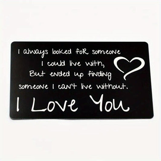 I Love You Engraved Wallet Insert Card Romantic Gift
