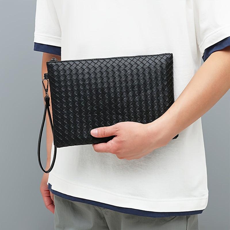 Braided Clutch Bag Large Capacity Soft Bag Business Bag For Men