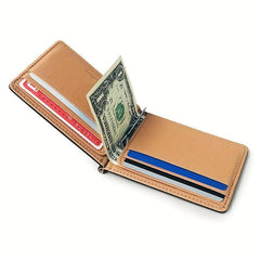 Men's Textured PU Leather Card Holder Wallet Money Clip