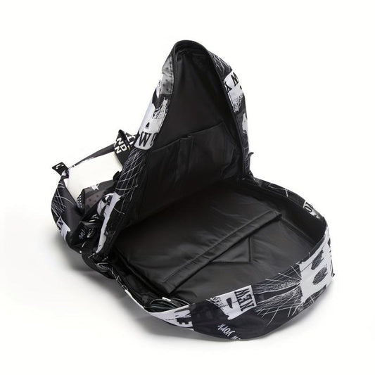 Men's Graffiti Backpack Large Capacity Casual Backpack Laptop Backpack