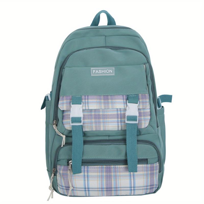 Large Capacity Plaid Student Backpack for Women Men