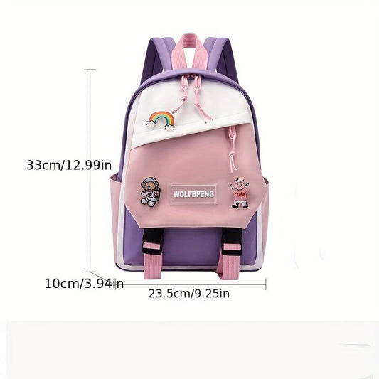 Casual Block Backpack Large Capacity School Bag