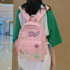 Star Patch Backpack Lightweight School Bag