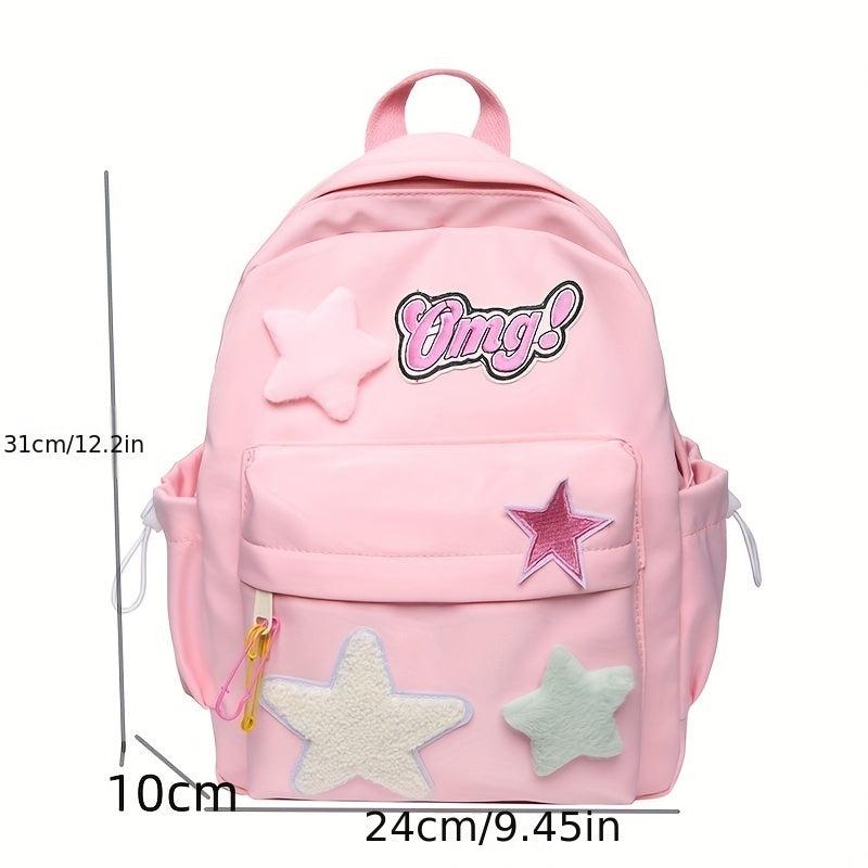 Star Patch Backpack Lightweight School Bag