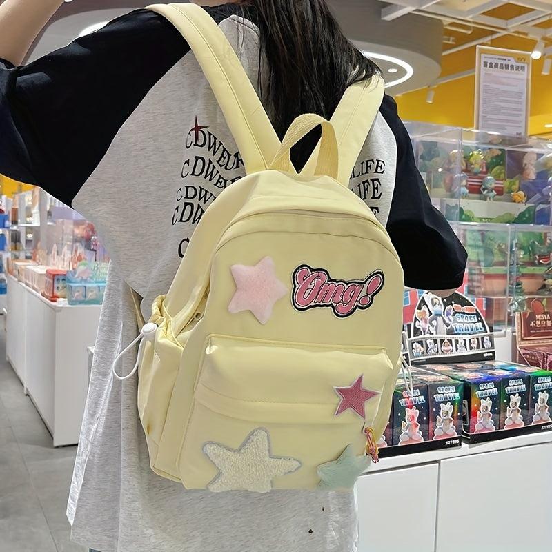 Star Patch Backpack Lightweight School Bag